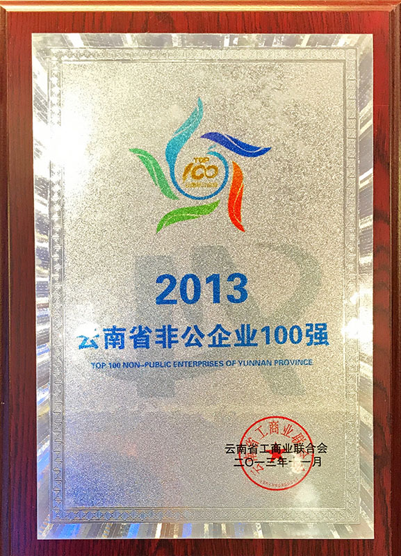 2013云南省非公企業(yè)100強(qiáng)